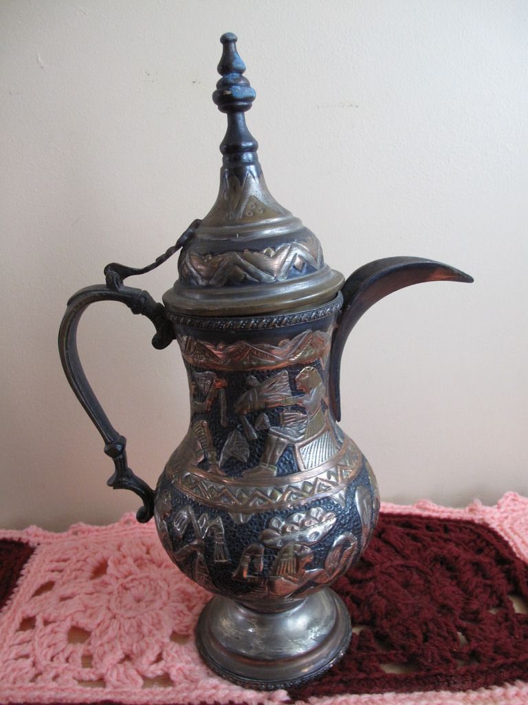 Large Vintage Egypt Copper & Brass Imbossed Coffee/Water Pot eBay