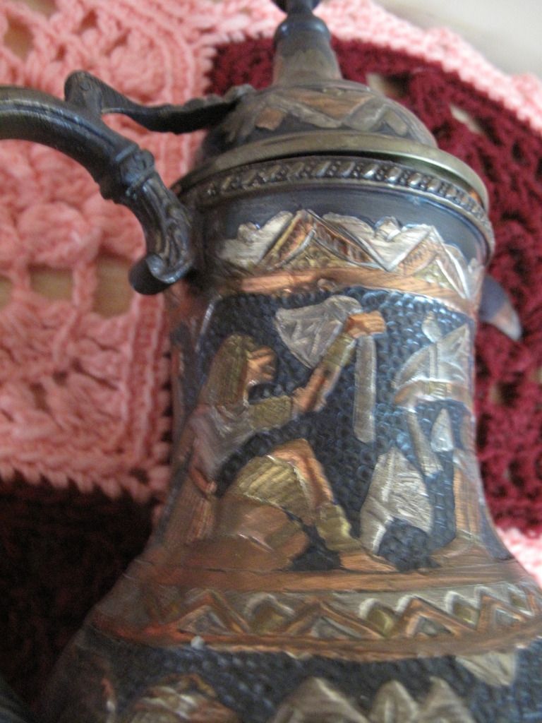 Large Vintage Egypt Copper & Brass Imbossed Coffee/Water Pot eBay