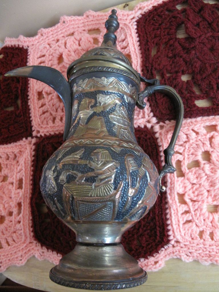 Large Vintage Egypt Copper & Brass Imbossed Coffee/Water Pot eBay