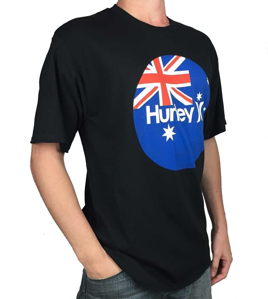 hurley australian flag t shirt black blue mens hurley australian flag t shirt black blue mens