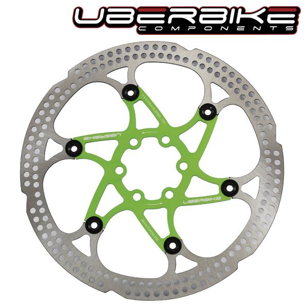 UBERBIKE FLOATING DISC BRAKE ROTOR 6 BOLT 203mm 180mm 160mm GREEN